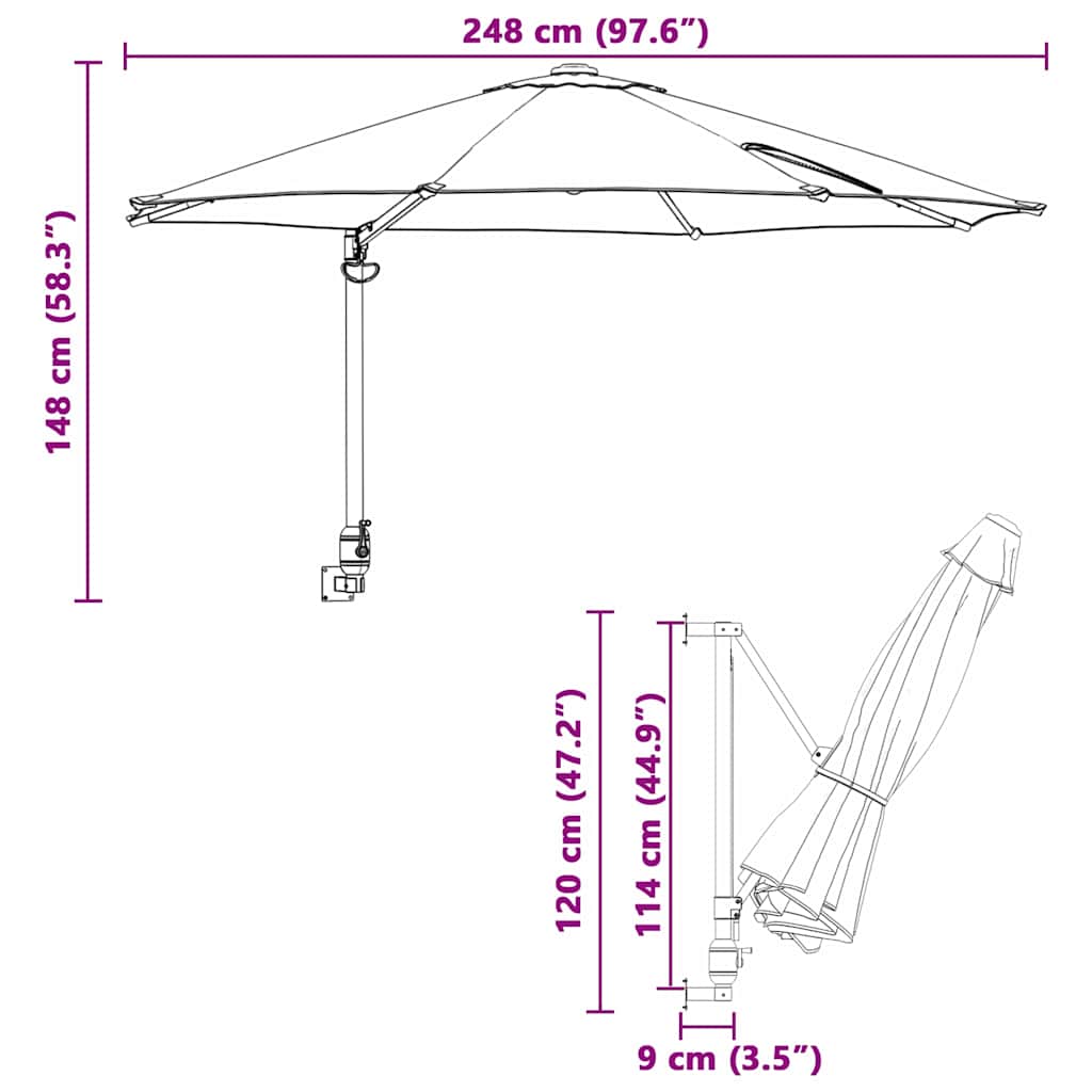 Garten-Sonnenschirm Anthrazit 248 x 248 x 148 cm