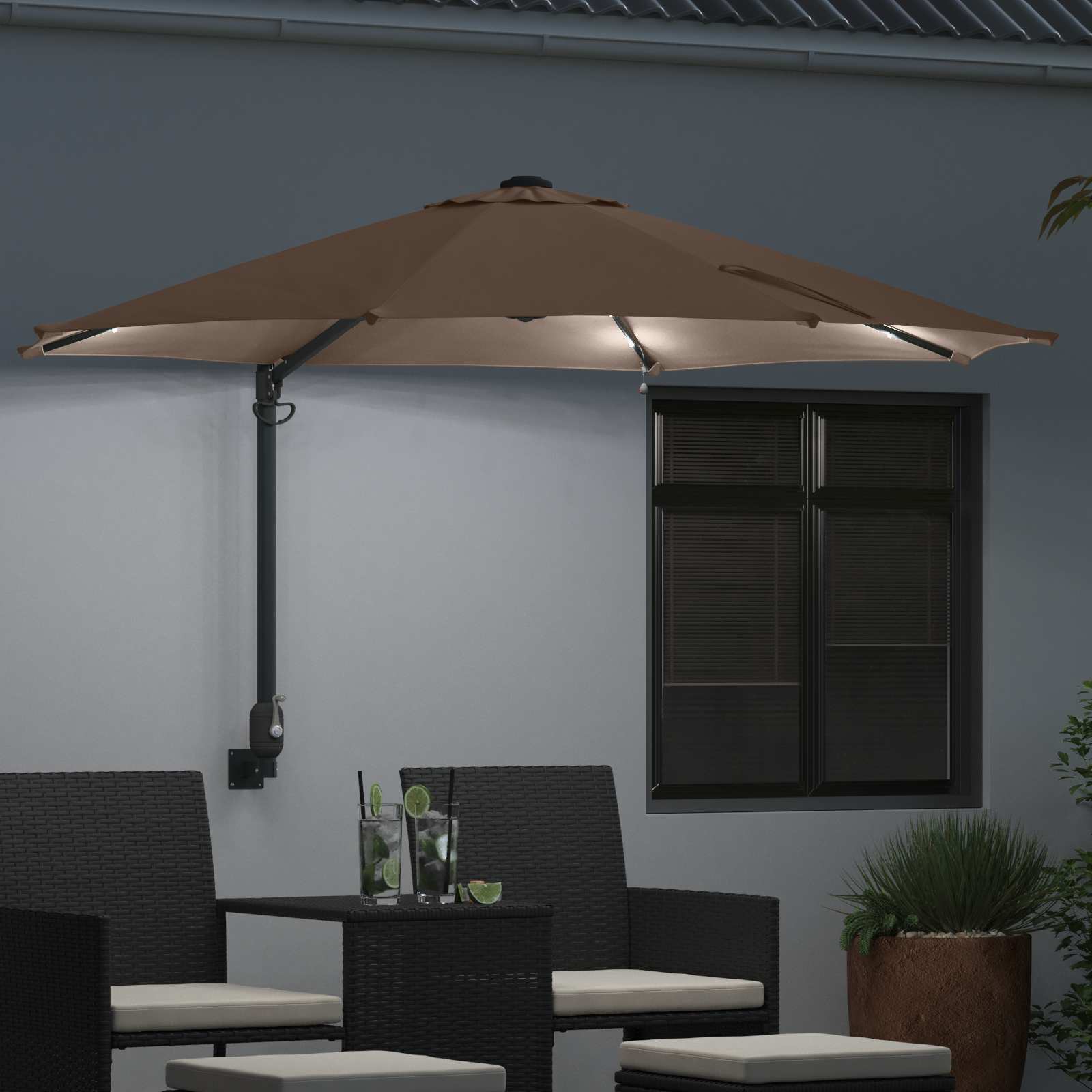 Garten-Sonnenschirm Taupe 248 x 248 x 148 cm