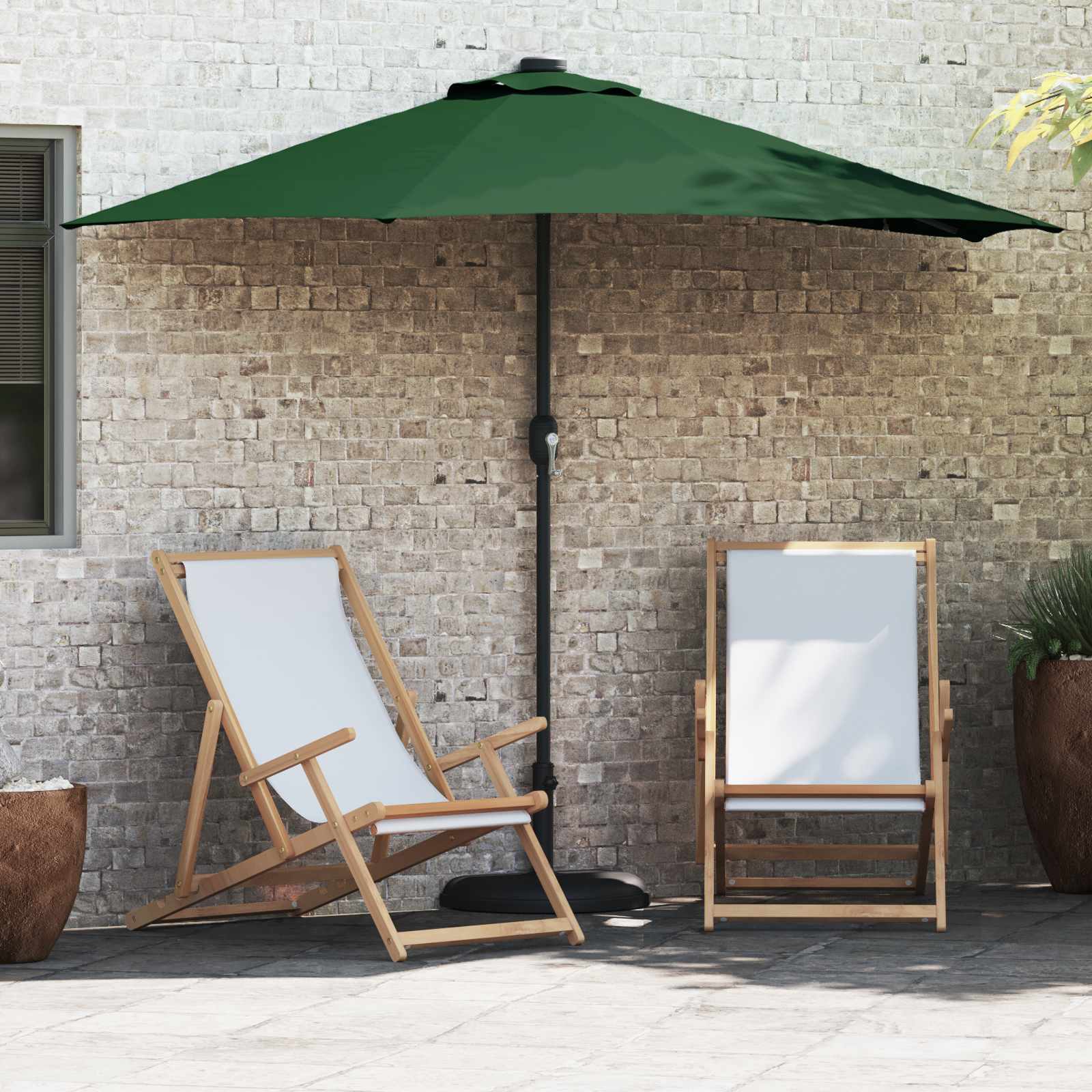 Garten-Sonnenschirm Grün 294 x 150 x 224 cm Polyester und Stahl