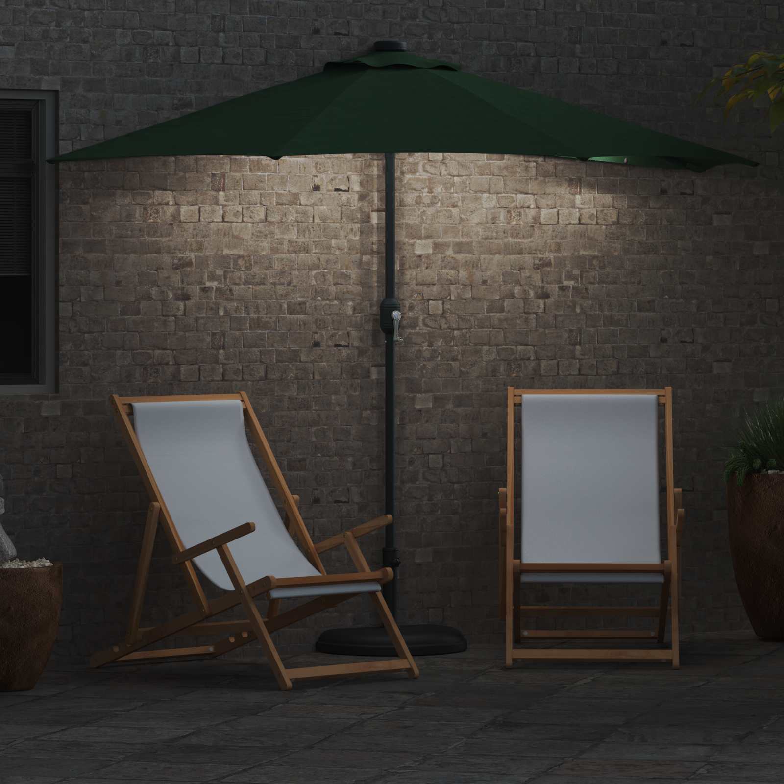 Garten-Sonnenschirm Grün 294 x 150 x 224 cm Polyester und Stahl