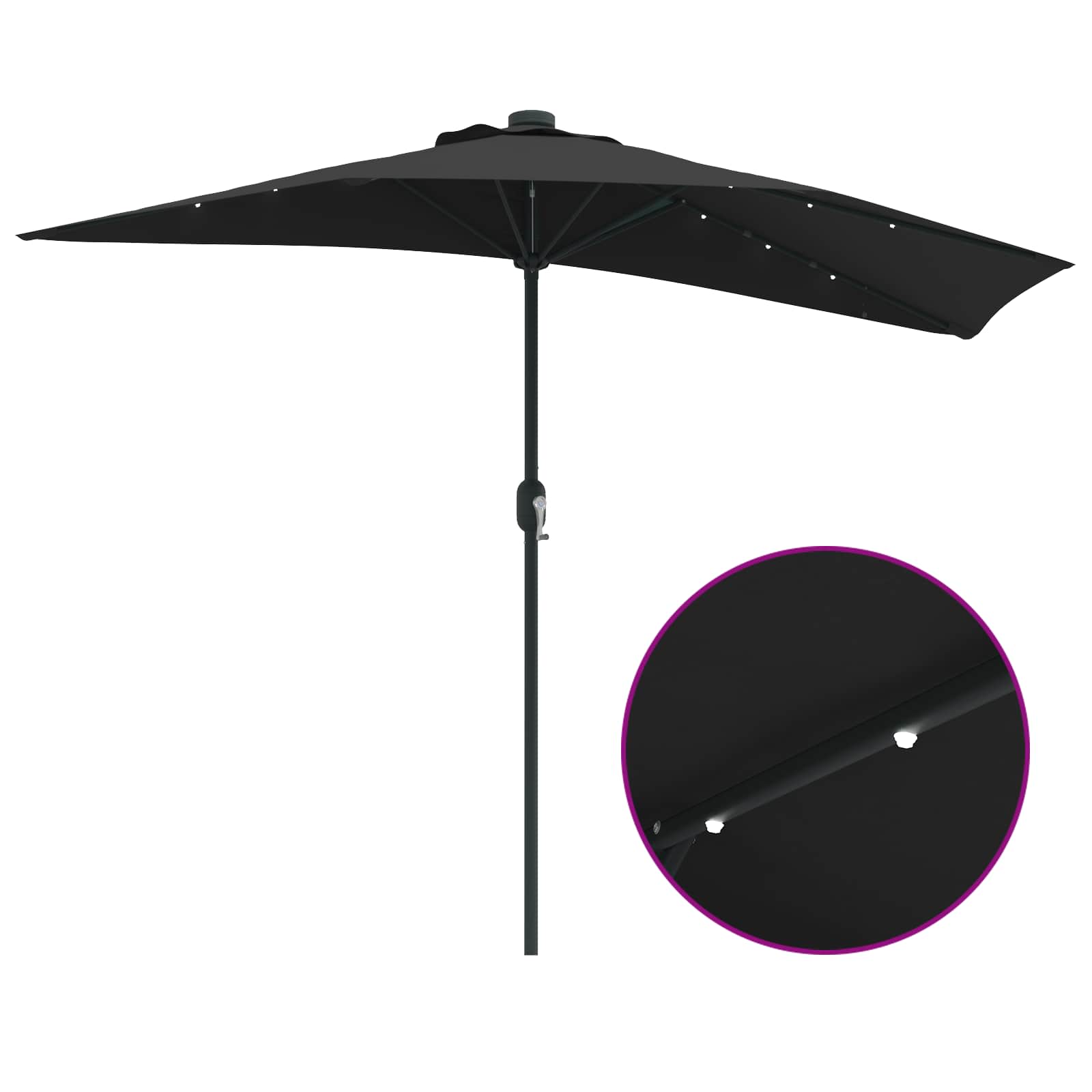 Garten-Sonnenschirm Schwarz 294 x 150 x 224 cm