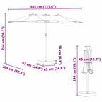 Garten-Sonnenschirm Azurblau 385 x 209 x 244 cm