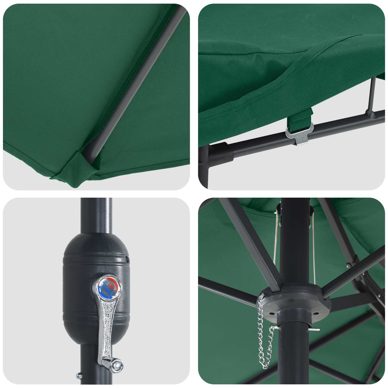 Garten-Sonnenschirm Grün 385 x 209 x 244 cm Polyester