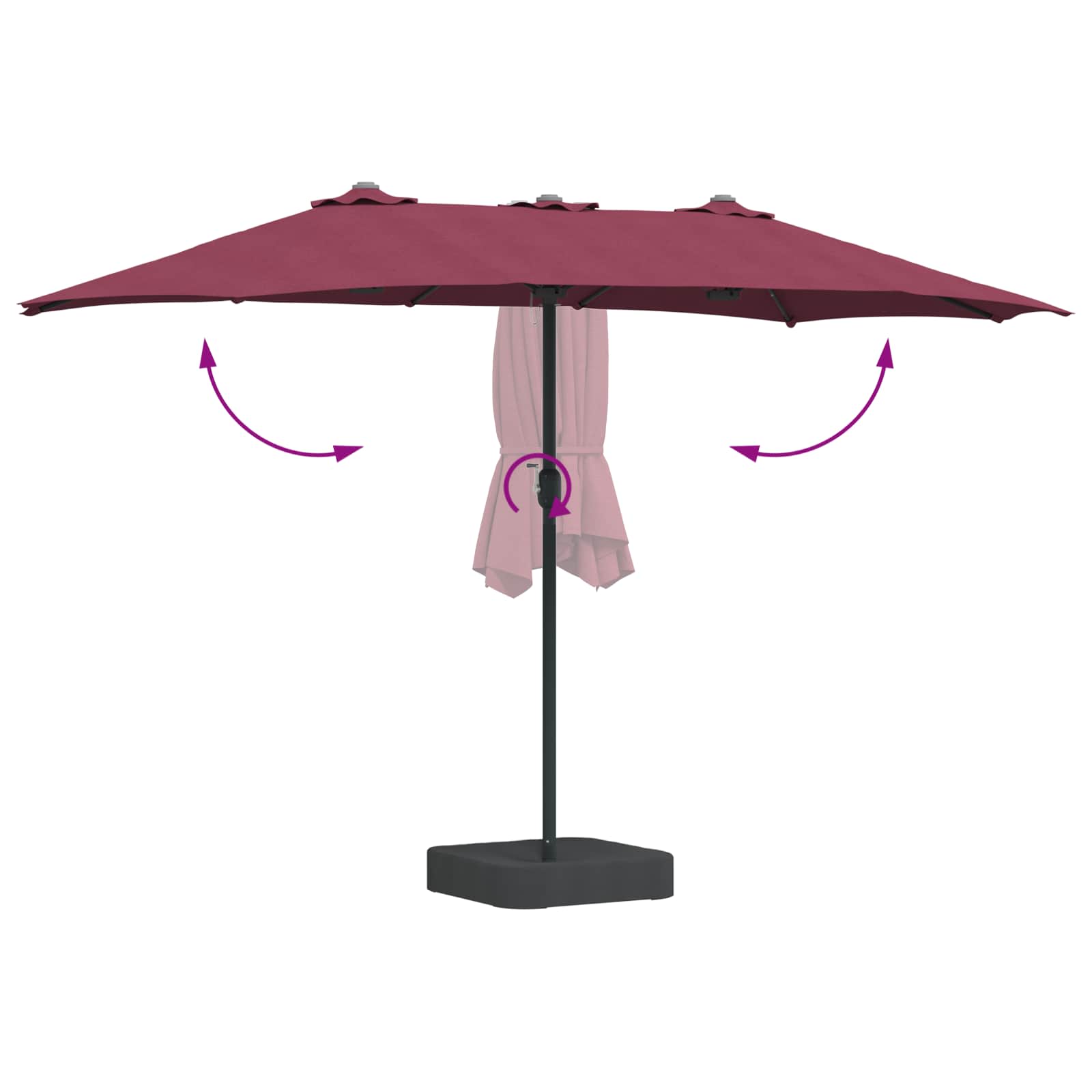 Garten-Sonnenschirm Bordeauxrot 385 x 209 x 244 cm Polyester