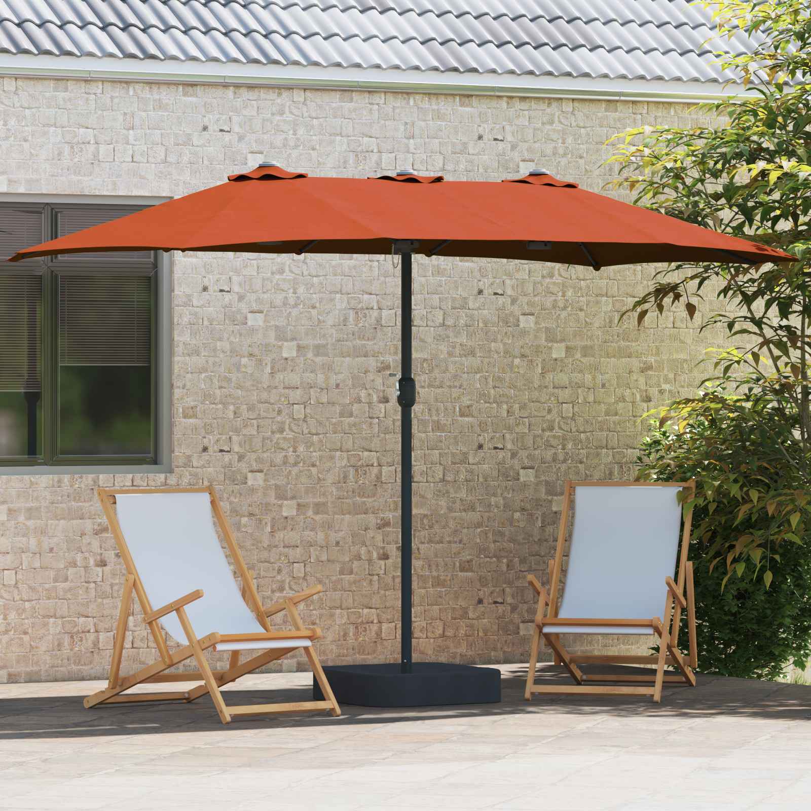 Garten-Sonnenschirm Terrakotta 385 x 209 x 244 cm Polyester