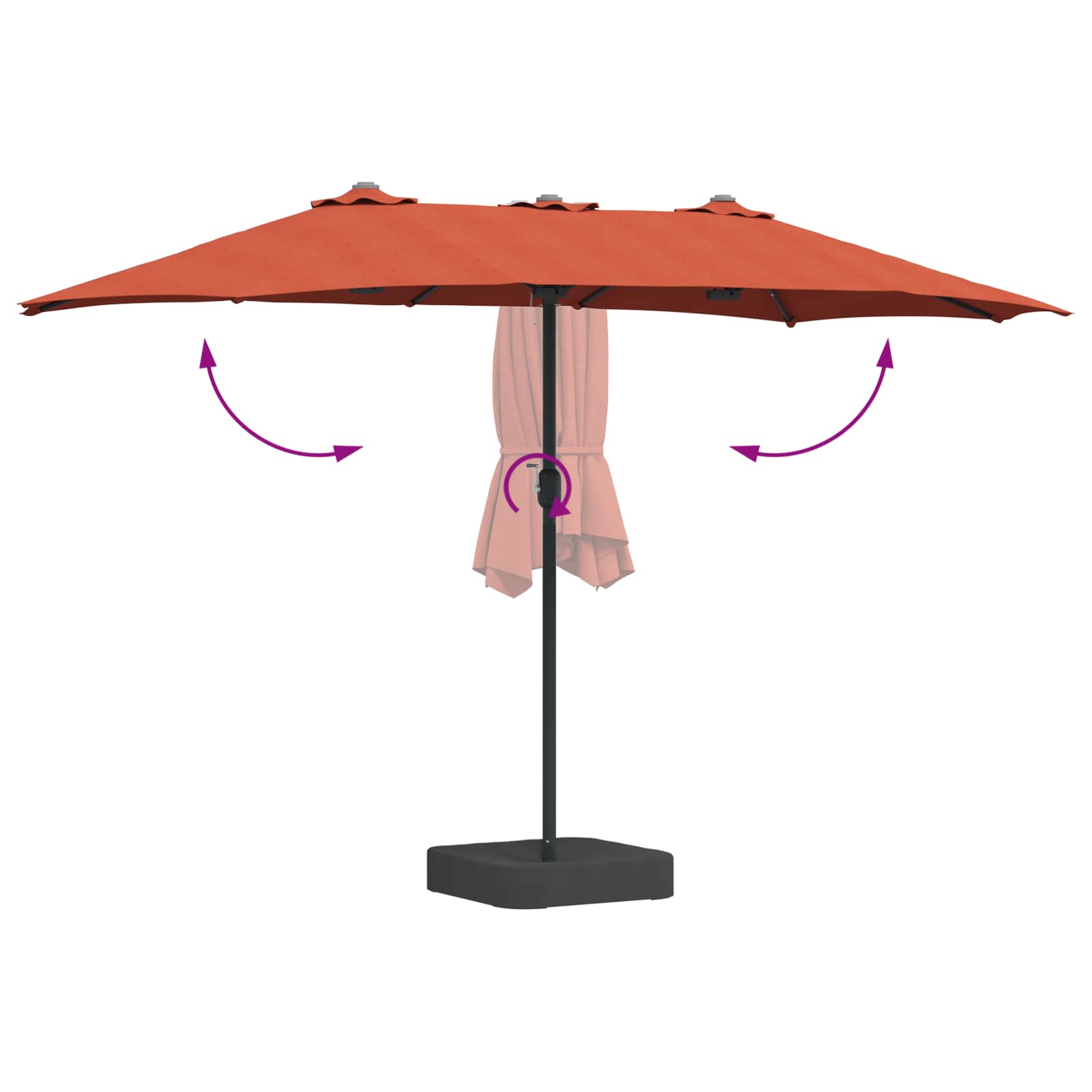 Garten-Sonnenschirm Terrakotta 385 x 209 x 244 cm Polyester
