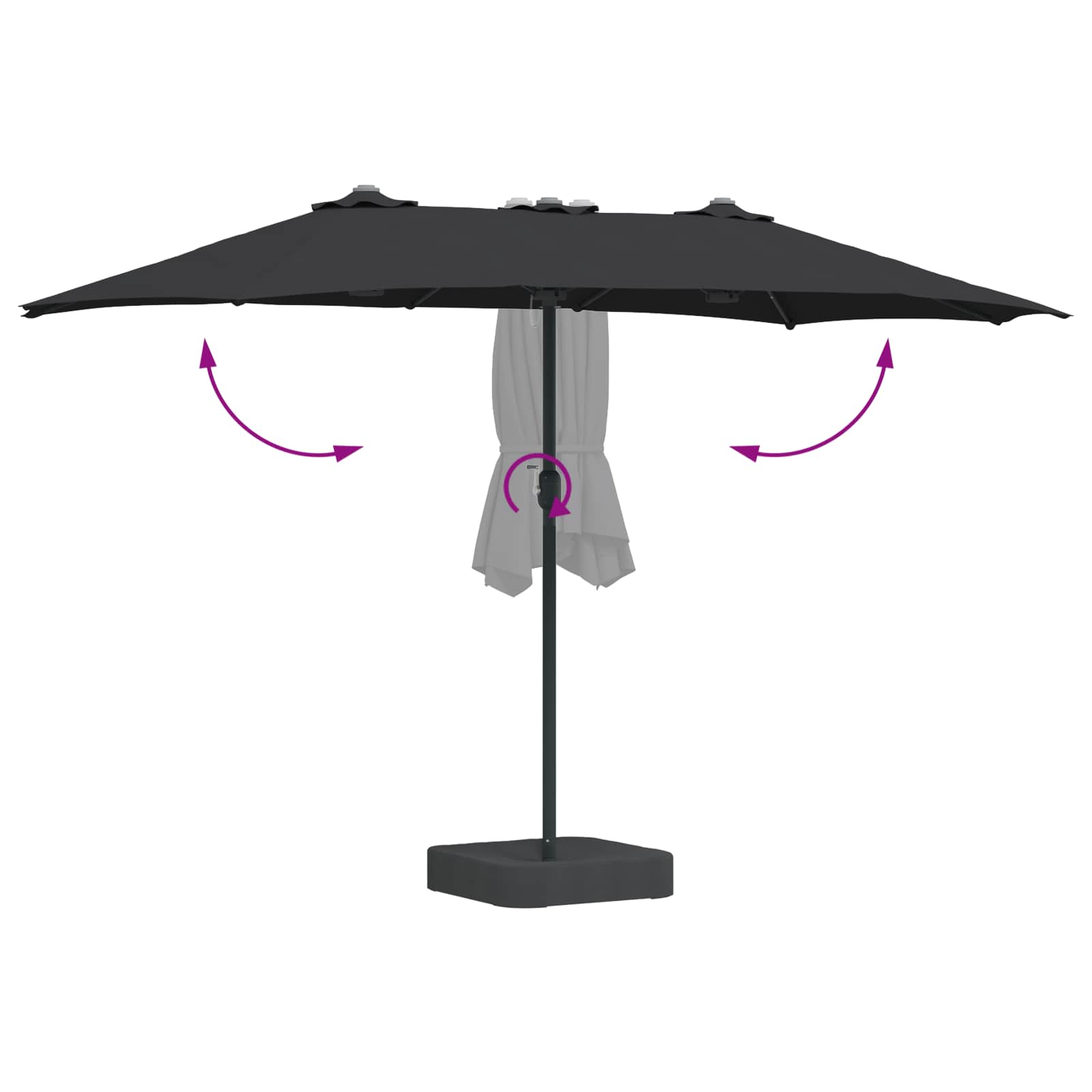 Garten-Sonnenschirm Schwarz 385 x 209 x 244 cm Polyester