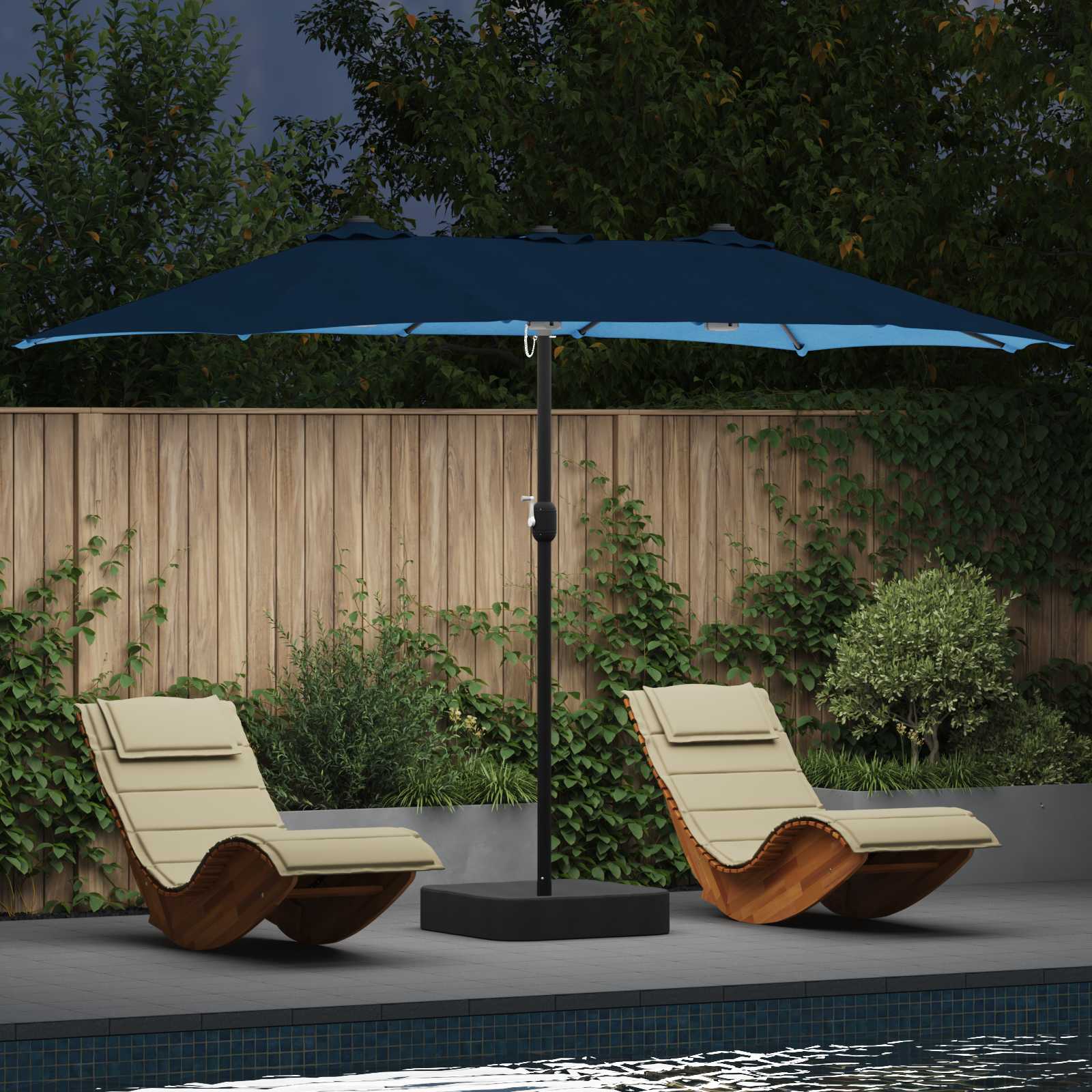 Garten-Sonnenschirm Azurblau 385 x 209 x 244 cm Polyester