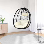 Hängendes Ei-Stuhl Cremeweiß 91,5 x 54,5 x 107 cm Poly-Rattan
