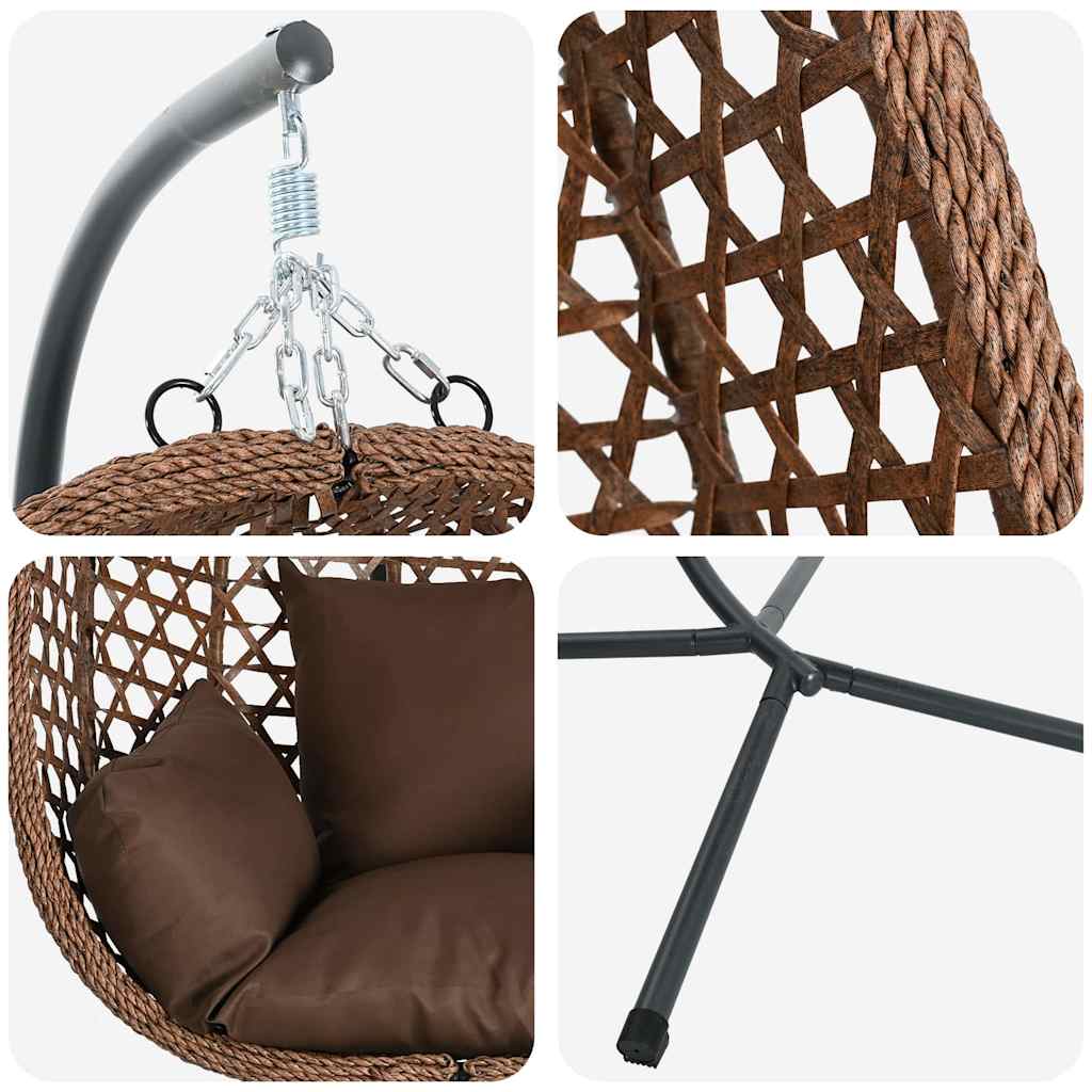 Hängendes Ei-Stuhl Kaffeebraun 104 x 100 x 191 cm Poly-Rattan