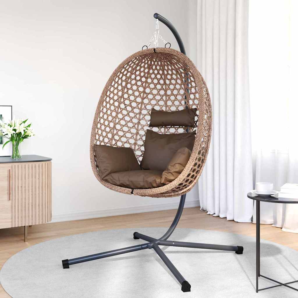 Hängendes Ei-Stuhl Kaffeebraun 104 x 100 x 191 cm Poly-Rattan