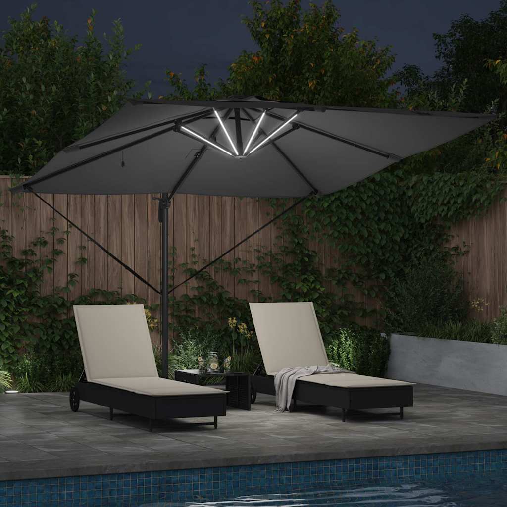 Sonnenschirm mit LED-Lichtleisten Anthrazit 286 x 284 x 270 cm