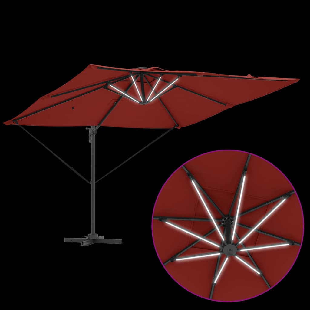 Sonnenschirm mit LED-Lichtleisten Terrakotta 286 x 284 x 270 cm
