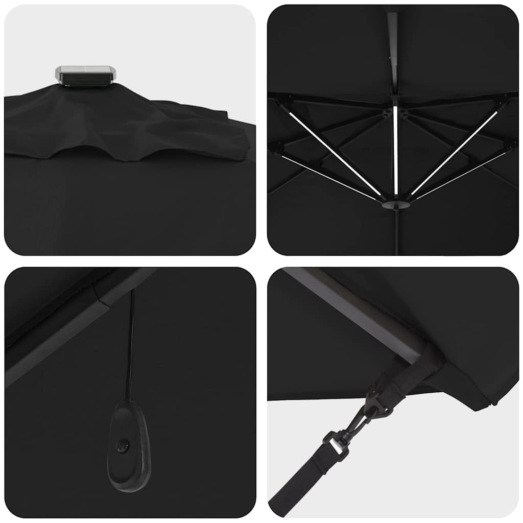 Sonnenschirm Schwarz 352 x 251 x 265 cm Polyester und Aluminium