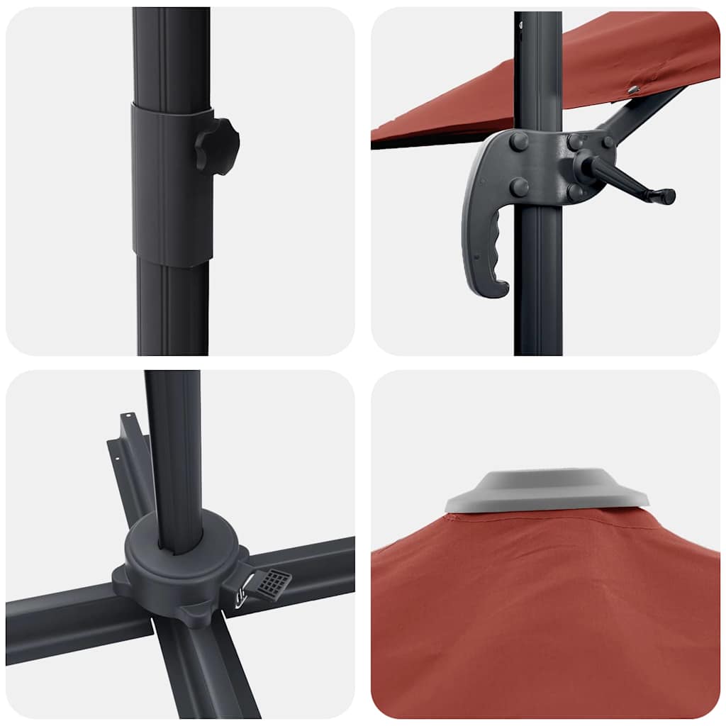 Roma Parasol Rot 286 x 284 x 265 cm Aluminium und Polyester
