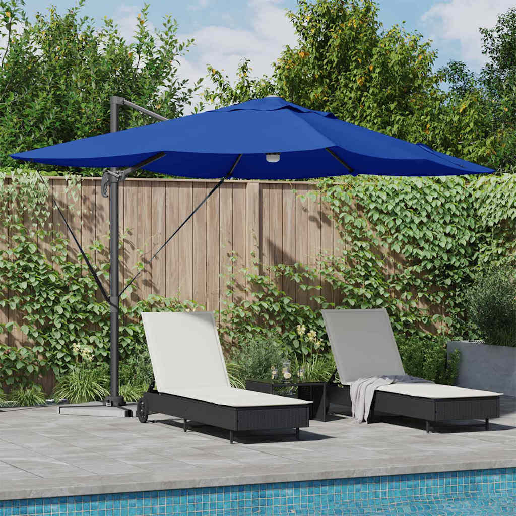 Sonnenschirm mit LED-Lichtleisten Azurblau 351 x 250 x 253 cm