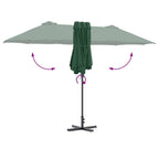Garten-Sonnenschirm Grün 370 x 197 x 239 cm