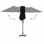 Garten-Sonnenschirm Schwarz 370 x 197 x 239 cm