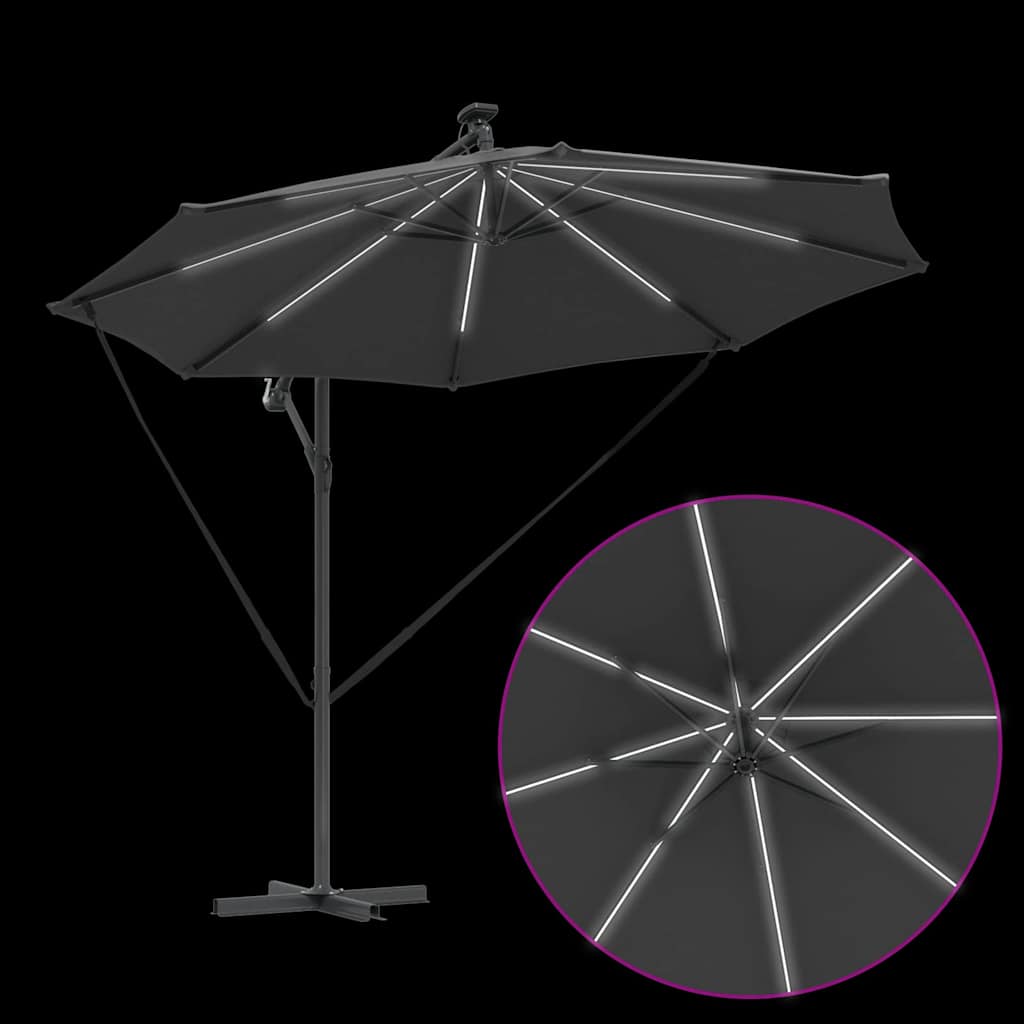 Sonnenschirm mit LED-Lichtleisten Anthrazit 294 x 294 x 248 cm