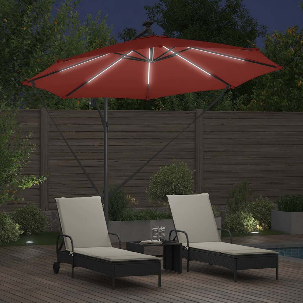Sonnenschirm mit LED-Lichtleisten Terrakotta 294 x 294 x 248 cm