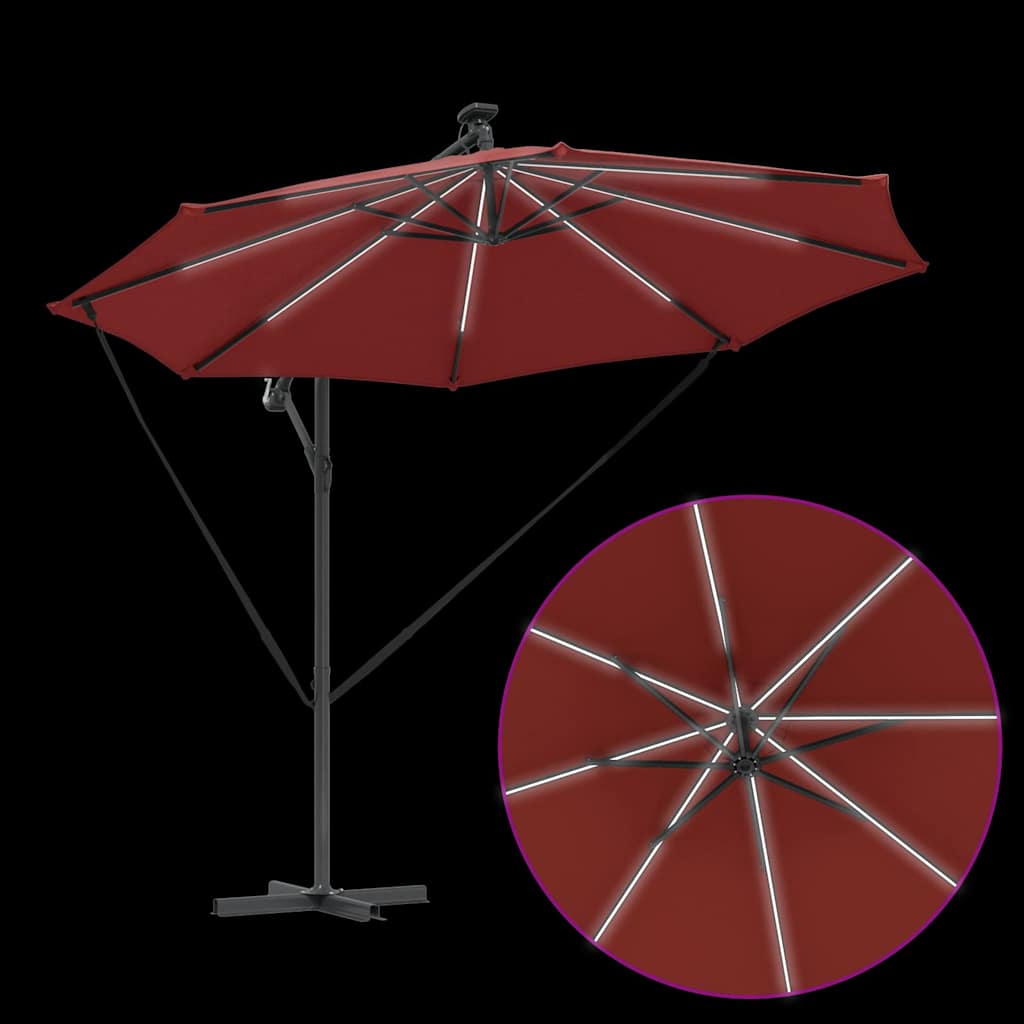 Sonnenschirm mit LED-Lichtleisten Terrakotta 294 x 294 x 248 cm