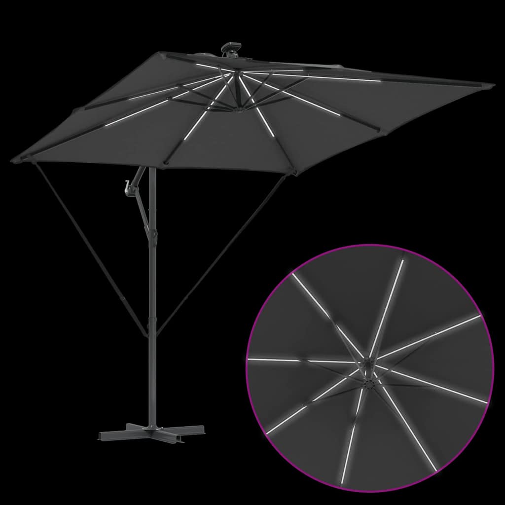 Sonnenschirm mit LED-Lichtleisten Anthrazit 249 x 249 x 250 cm