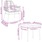 5-tlg. Garten-Essgruppe mit Kissen Schwarz Poly Rattan Glas