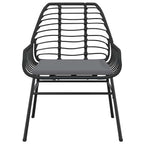 5-tlg. Garten-Essgruppe mit Kissen Schwarz Poly Rattan Glas