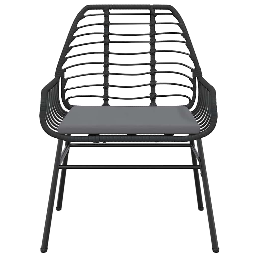 5-tlg. Garten-Essgruppe mit Kissen Schwarz Poly Rattan Glas