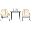 3-tlg. Garten-Essgruppe mit Kissen Braun Poly Rattan Glas