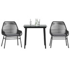 3-tlg. Garten-Essgruppe mit Kissen Schwarz Poly Rattan Glas