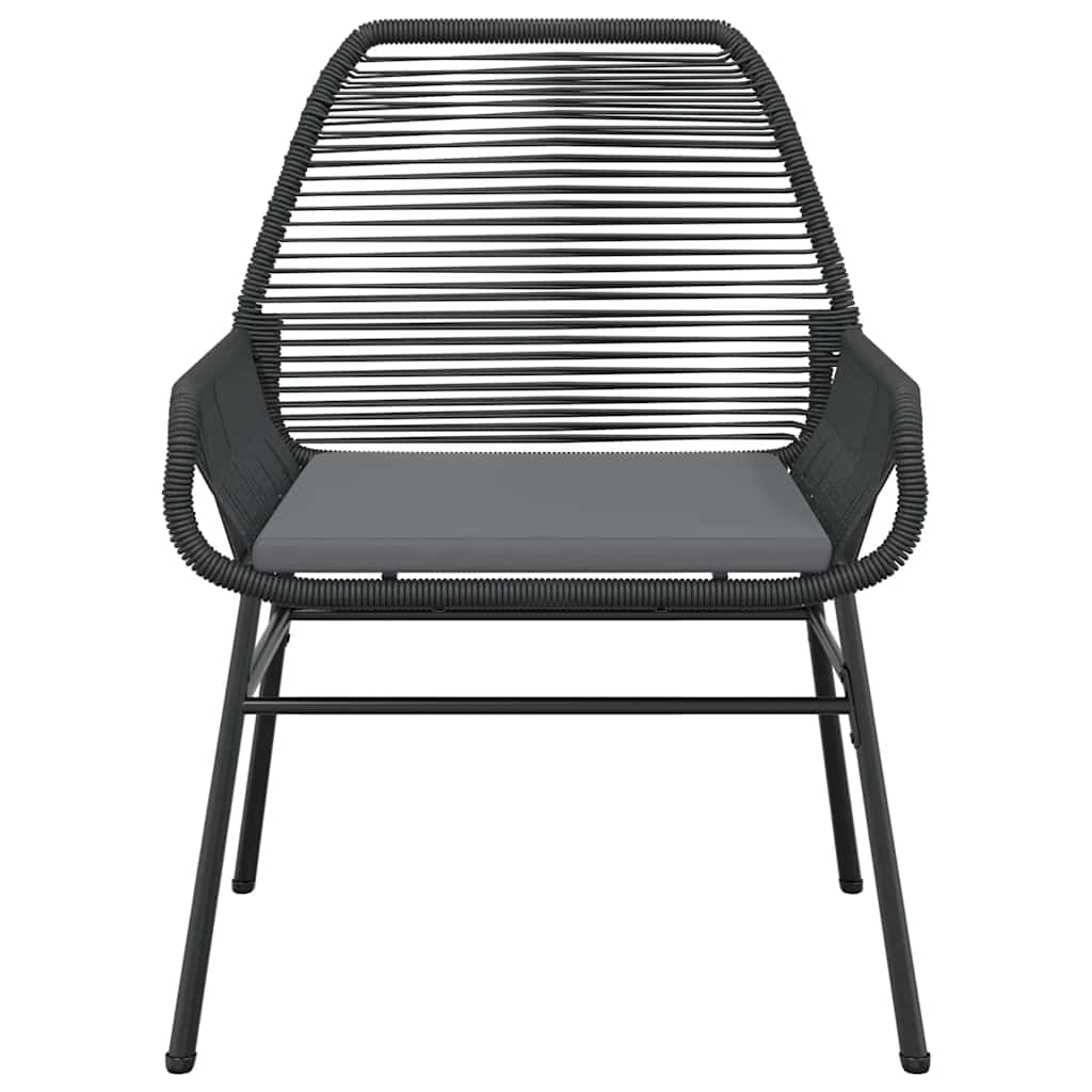 5-tlg. Garten-Essgruppe mit Kissen Schwarz Poly Rattan Glas