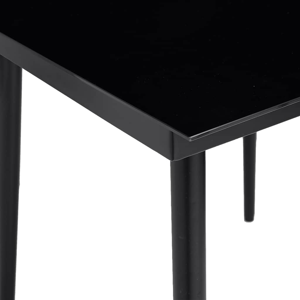 5-tlg. Garten-Essgruppe mit Kissen Schwarz Poly Rattan Glas