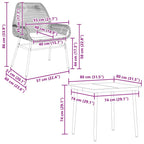 5-tlg. Garten-Essgruppe mit Kissen Braun Poly Rattan Glas