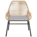 5-tlg. Garten-Essgruppe mit Kissen Braun Poly Rattan Glas