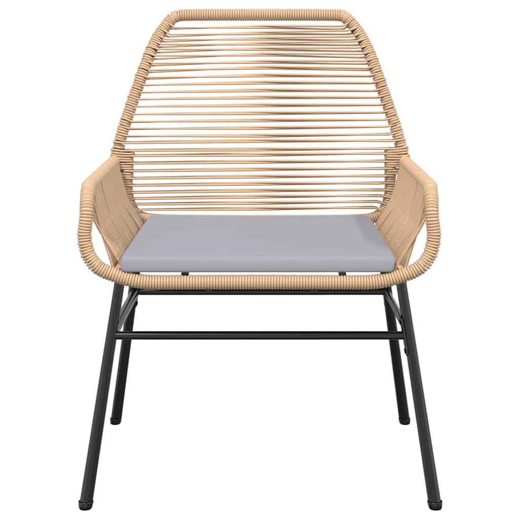 5-tlg. Garten-Essgruppe mit Kissen Braun Poly Rattan Glas