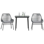 3-tlg. Garten-Essgruppe mit Kissen Grau Poly Rattan Glas