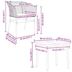 5-tlg. Garten-Essgruppe mit Kissen Braun Poly Rattan Glas