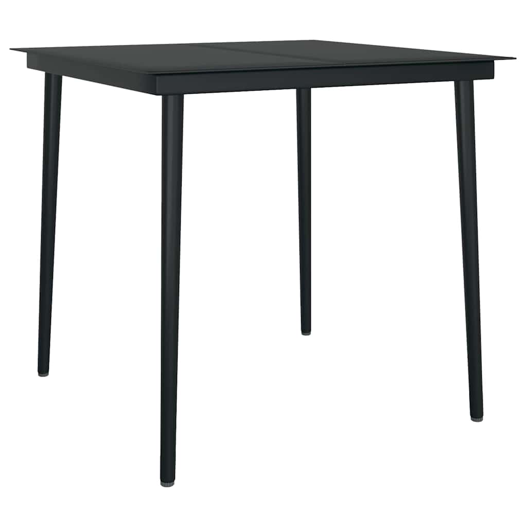 3-tlg. Garten-Essgruppe mit Kissen Schwarz Poly Rattan Glas