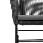 3-tlg. Garten-Essgruppe mit Kissen Schwarz Poly Rattan Glas