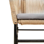 3-tlg. Garten-Essgruppe mit Kissen Braun Poly Rattan Glas