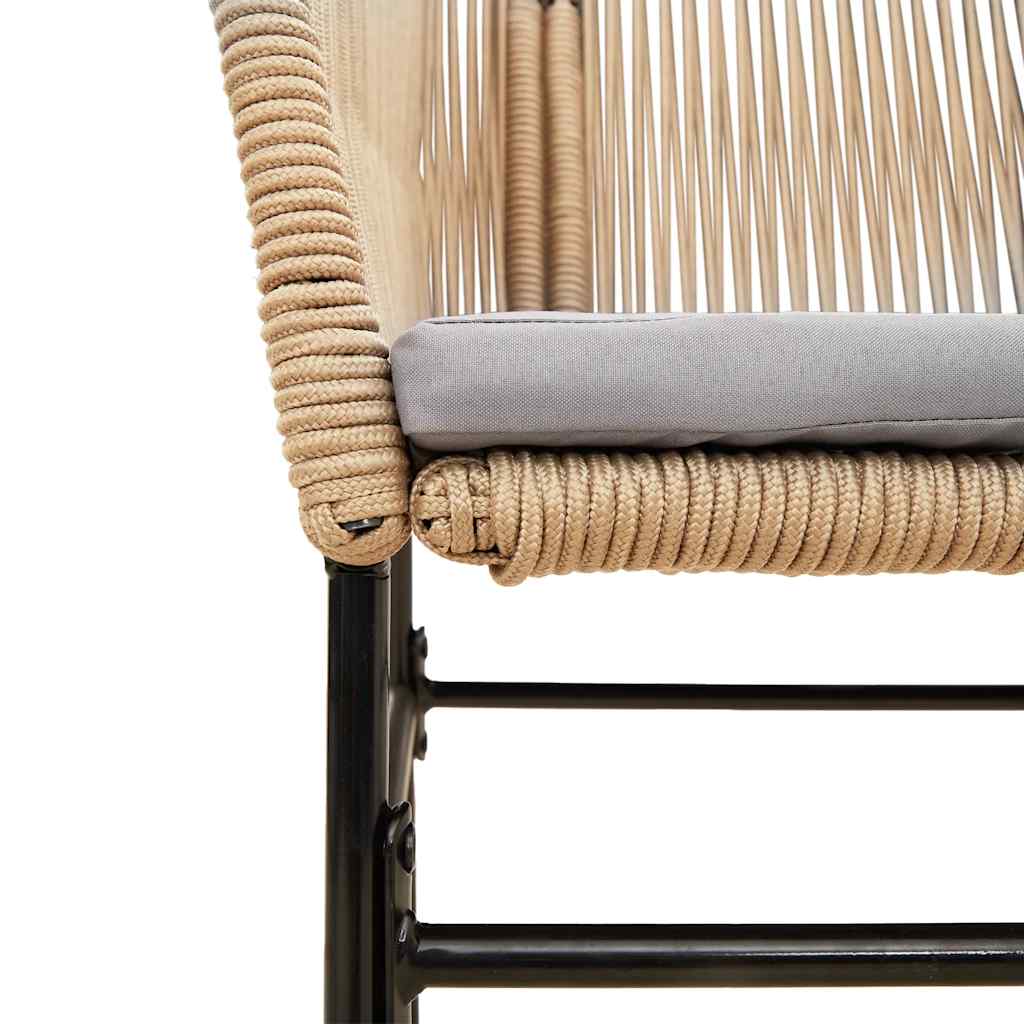 5-tlg. Garten-Essgruppe mit Kissen Braun Poly Rattan Glas