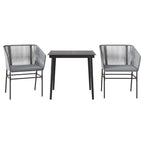 3-tlg. Garten-Essgruppe mit Kissen Grau Poly Rattan Glas
