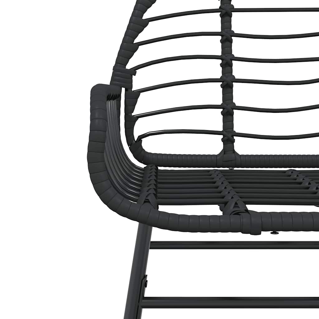 3-teiliges Garten-Esszimmerset aus schwarzem Polyrattanglas