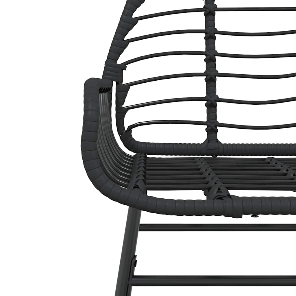 7-teiliges Garten-Esszimmerset aus schwarzem Polyrattanglas