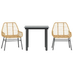3-teiliges Garten-Esszimmer-Set Braunes Polyrattanglas