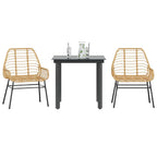 3-teiliges Garten-Esszimmer-Set Braunes Polyrattanglas