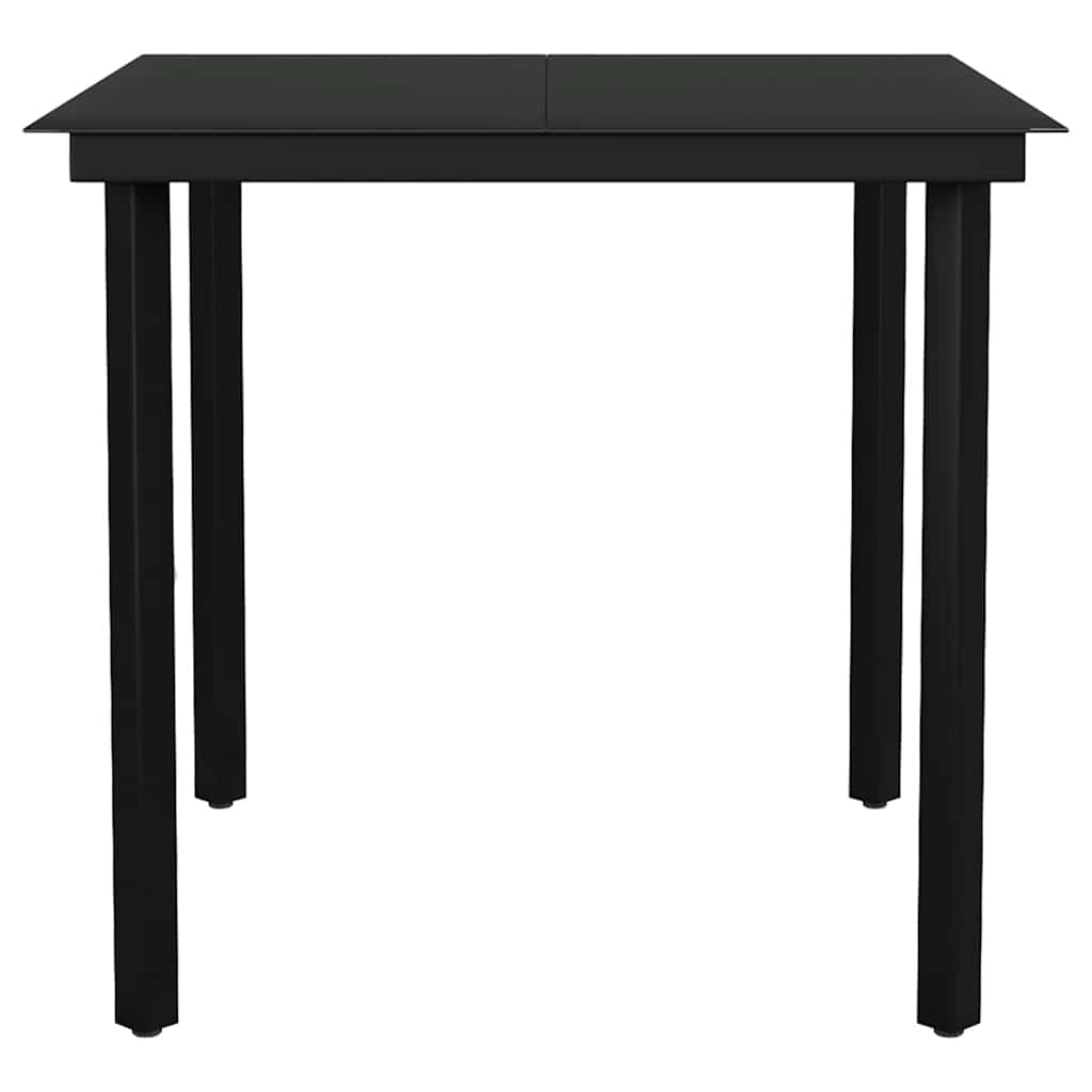 3-tlg. Garten-Essgruppe mit Kissen Schwarz Poly Rattan Glas