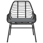 5-tlg. Garten-Essgruppe mit Kissen Schwarz Poly Rattan Glas