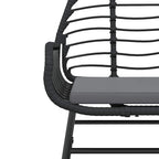 5-tlg. Garten-Essgruppe mit Kissen Schwarz Poly Rattan Glas